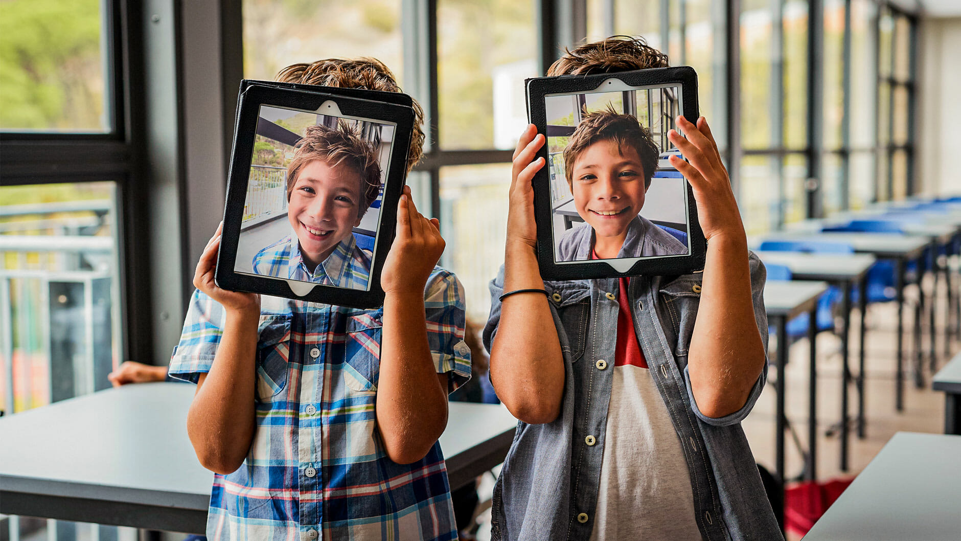 gen z students with tablets