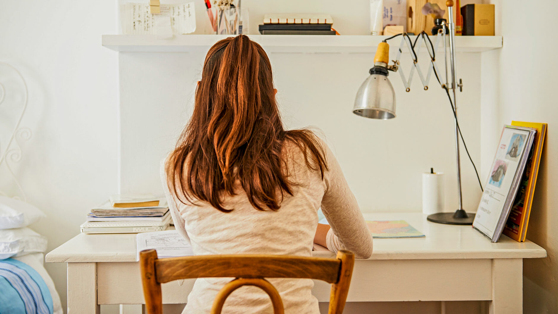 student in her personal learning space